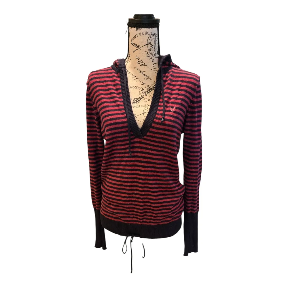 Vintage American Eagle Outfitters Purple & Navy Blue Striped Sweater Sz L